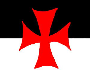 300x250 a black white flag with a pointy red cross drawing - Red Cross Drawing