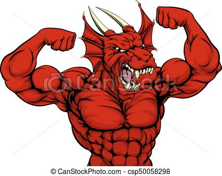 450x358 tough red dragon mascot cartoon tough mean strong red dragon - Red Dragon Drawing