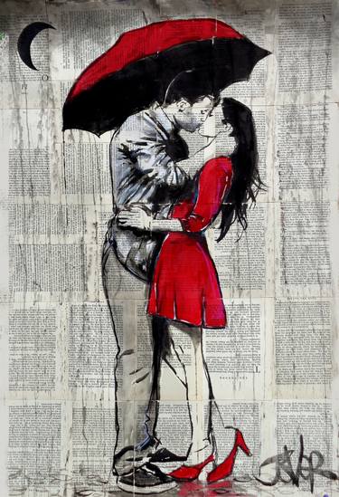 375x549 Red Rainy Love Drawing - Red Drawing