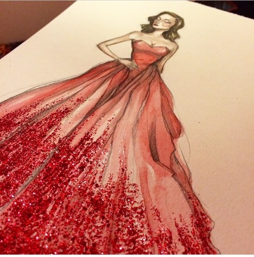 500x505 Image About Fashion In Art - Red Dress Drawing