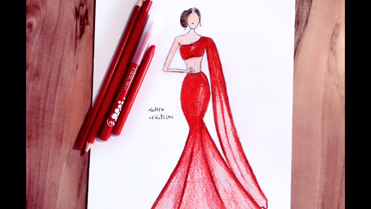 1280x720 Red Dress Drawing - Red Dress Drawing