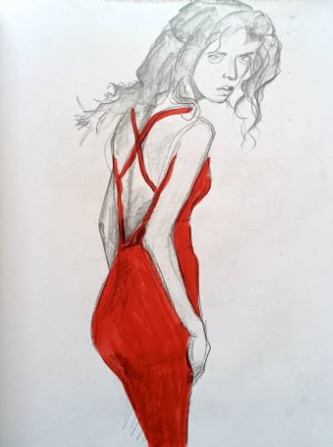 Red Dress Drawing at PaintingValley.com | Explore collection of Red ...