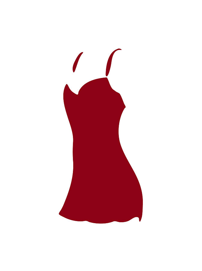 673x900 Red Dress Painting - Red Dress Drawing