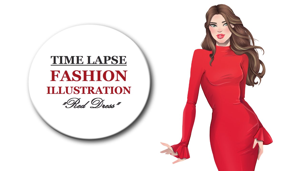 1280x720 Red Dress Fashion Illustration Speed Drawing - Red Dress Drawing