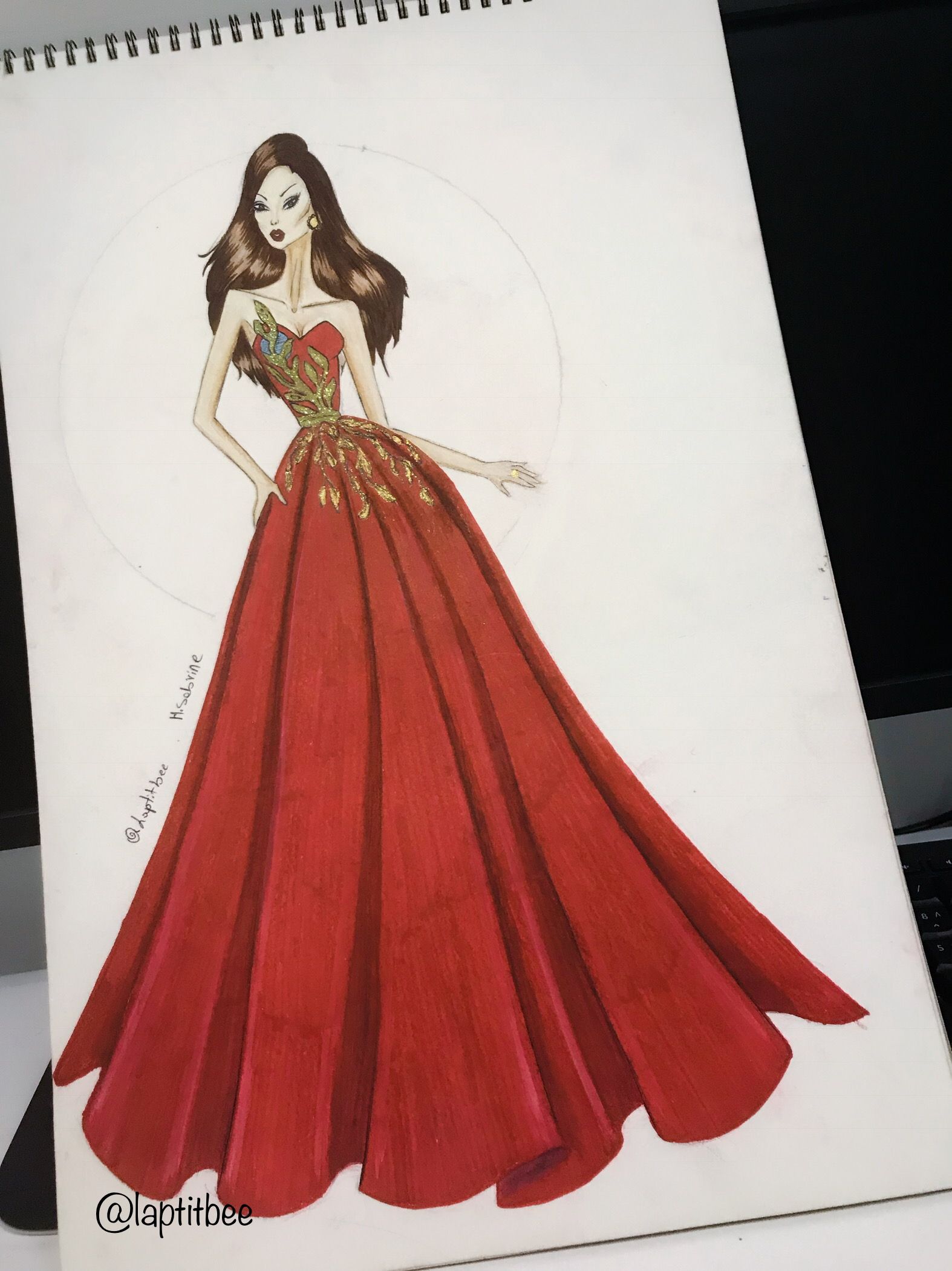 1574x2100 Fashionillustrations - Red Dress Drawing
