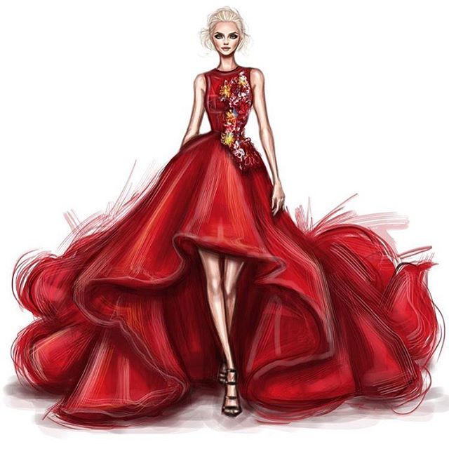 640x640 elsa in a magnificent red couture dress - Red Dress Drawing