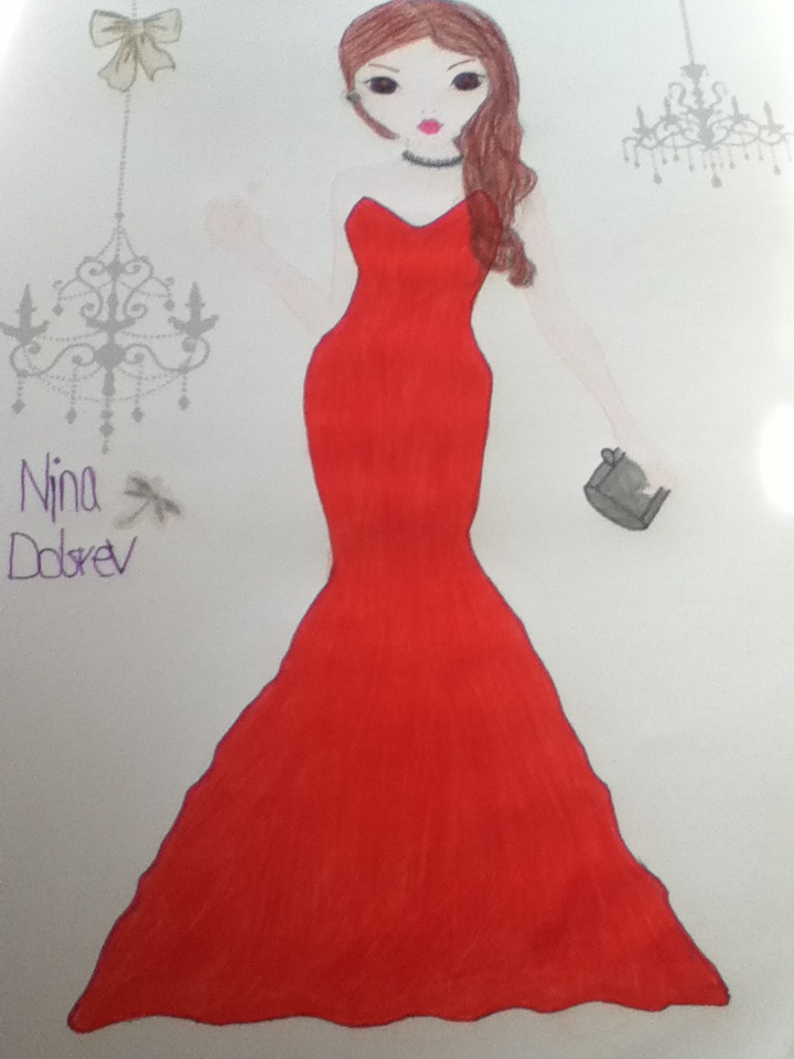 720x960 fashion lovers images my drawing of nina dobrev's red dress hd - Red Dress Drawing