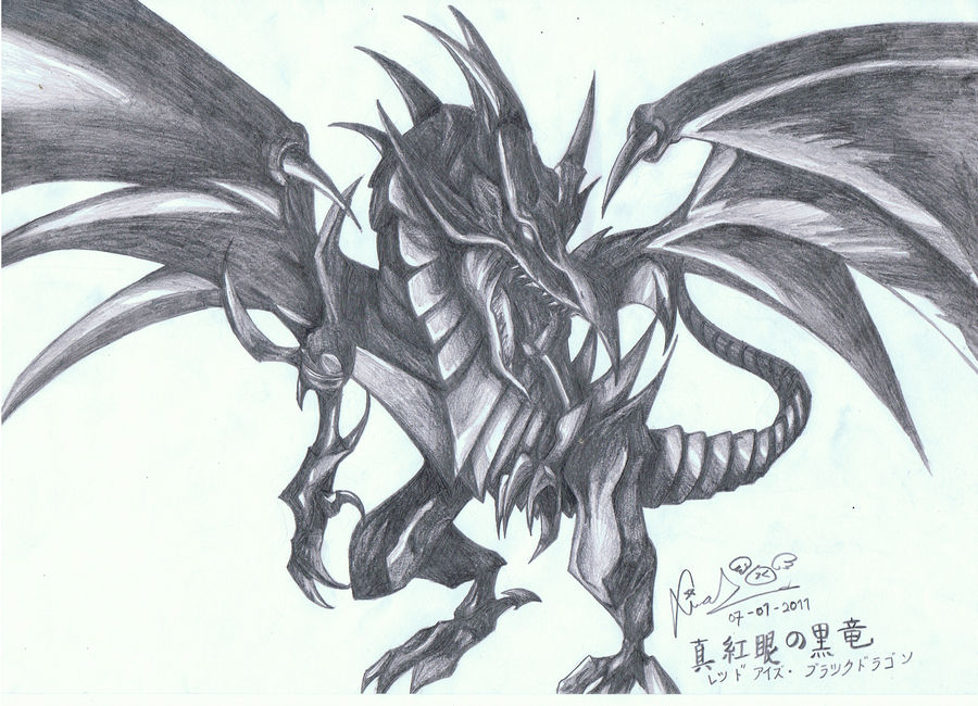 900x650 Red Eyes Black Dragon Sketch - Red Eyes Black Dragon Drawing
