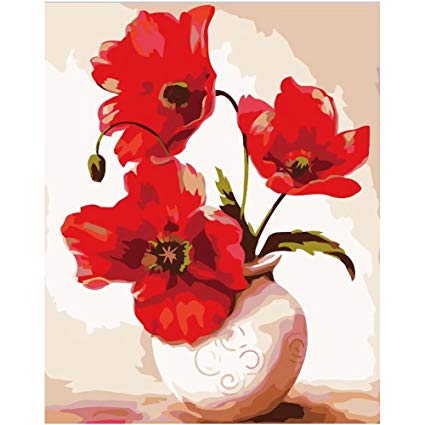 425x425 Subery Diy Oil Painting Drawing, Paint - Red Flower Drawing