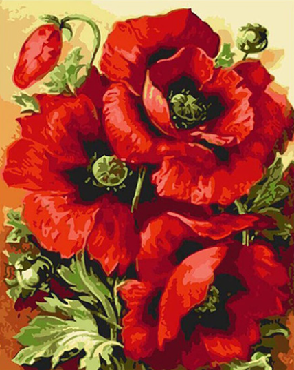 428x537 canvas red flower drawing painting for home - Red Flower Drawing