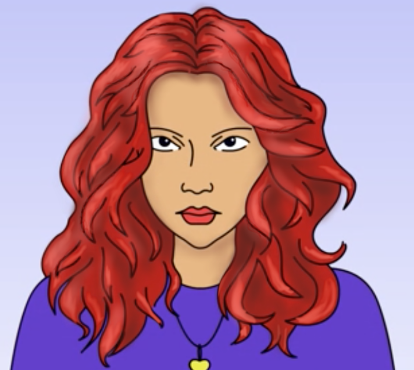 1358x1212 how to draw curly hair - Red Hair Drawing
