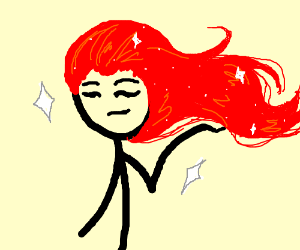 300x250 black stickman has beautiful red hair drawing - Red Hair Drawing