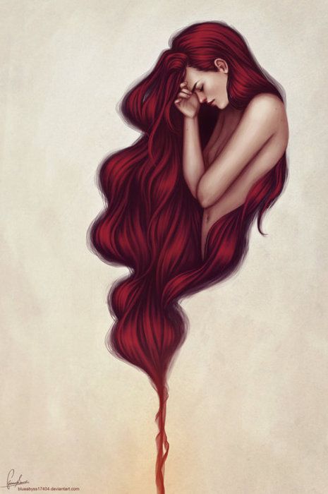 465x700 the seed has been planted i want red hair red hair siren art - Red Hair Drawing