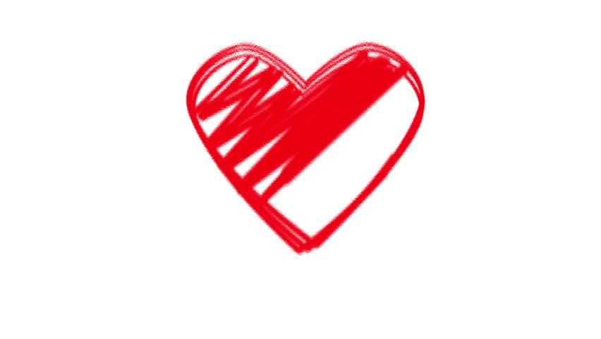 852x480 red heart on a white stock footage video - Red Heart Drawing