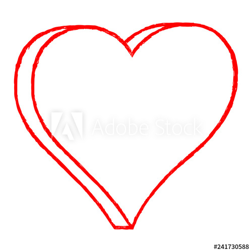 500x500 red heart drawing is created with a ballpoint pen from the hand - Red Heart Drawing