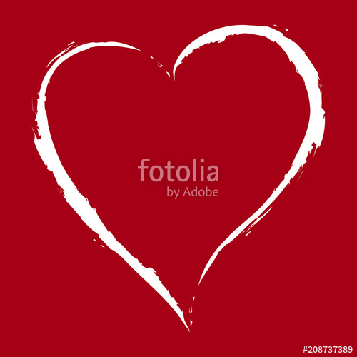 500x500 white heart drawing with the brush on red background stock image - Red Heart Drawing