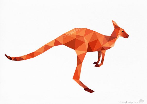 570x404 Kangaroo, Red Kangaroo, Geometric Print, Original Illustration - Red Kangaroo Drawing