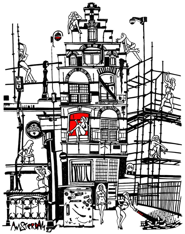 631x800 Elles - Red Line Drawings