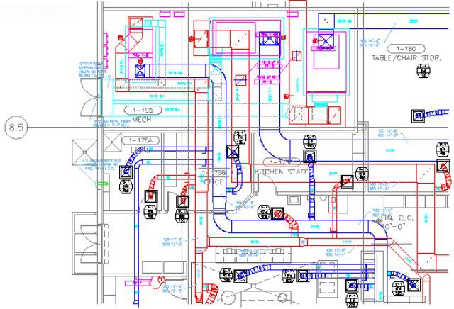 640x436 High Definition Construction Color Document Printing - Red Line Drawings