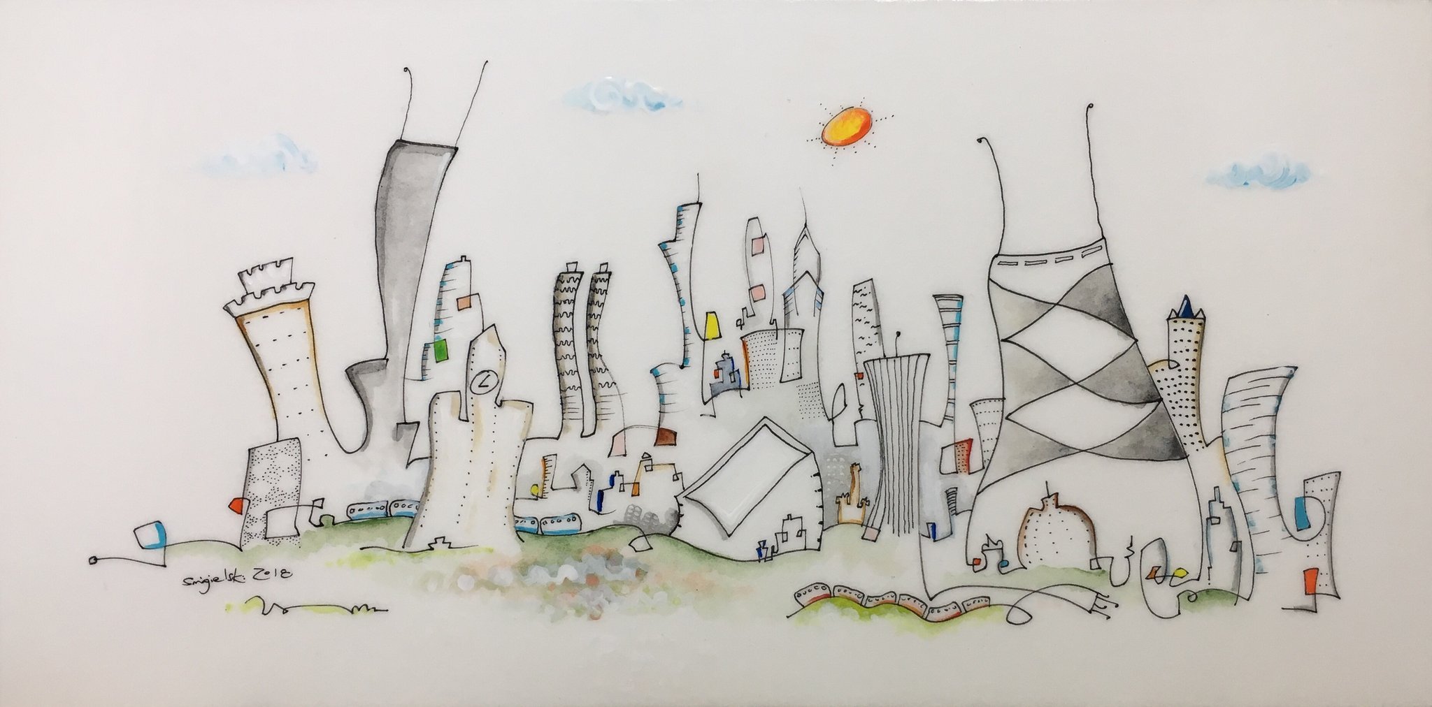 2048x1012 Line Drawings - Red Line Drawings