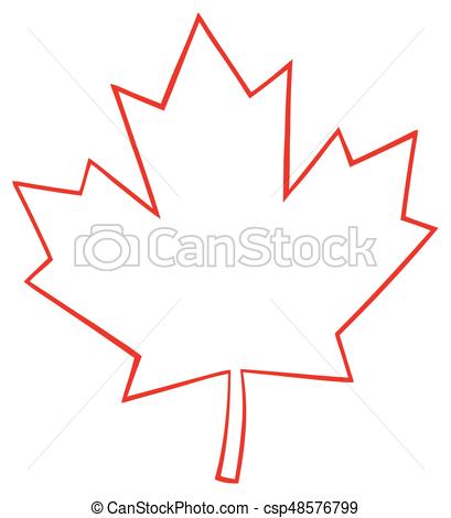 409x470 outlined canadian maple leaf red line cartoon drawing - Red Line Drawings