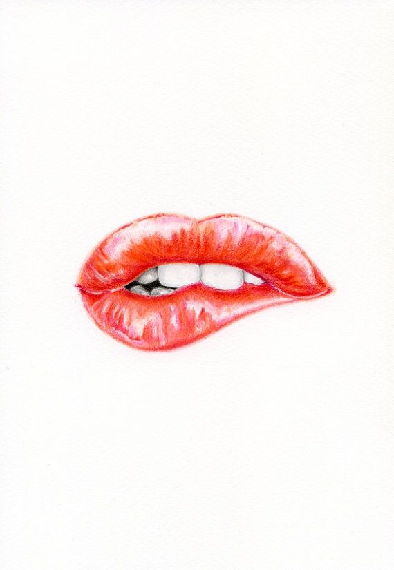 570x825 Original Illustration Red Lips - Red Lips Drawing