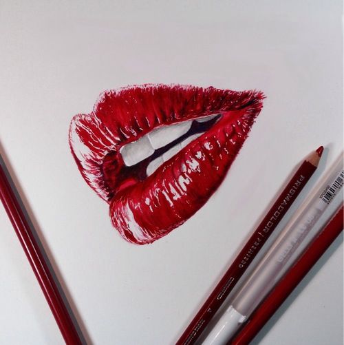 500x501 Red Lips Drawing Art Inspiration Art, Drawings, Illustration Art - Red Lips Drawing