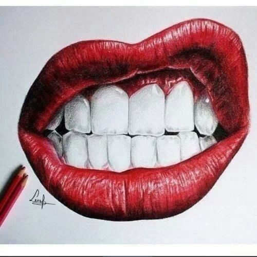 500x500 Red Lips Drawing Discovered - Red Lips Drawing