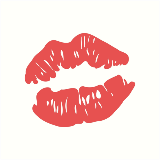 550x550 Red Lips Mark Drawing Art Prints - Red Lips Drawing