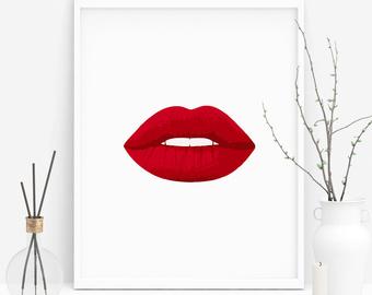 340x270 Red Lips Print Etsy - Red Lips Drawing