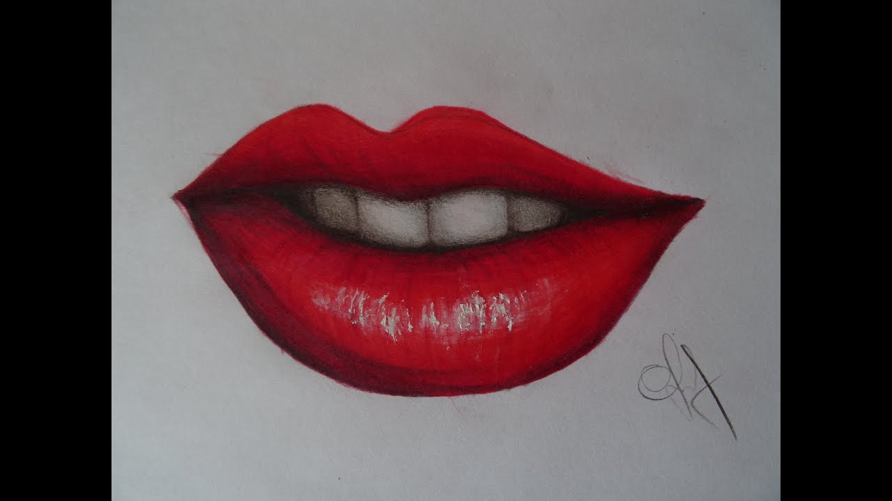 1280x720 Speed Drawing Red Lips - Red Lips Drawing