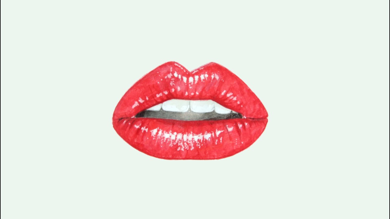 1280x720 Speed Drawing Red Lips - Red Lips Drawing