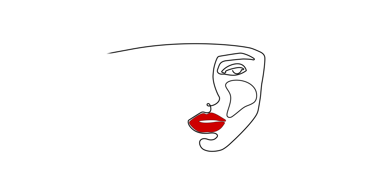 1200x630 woman red lip drawing in one line - Red Lips Drawing