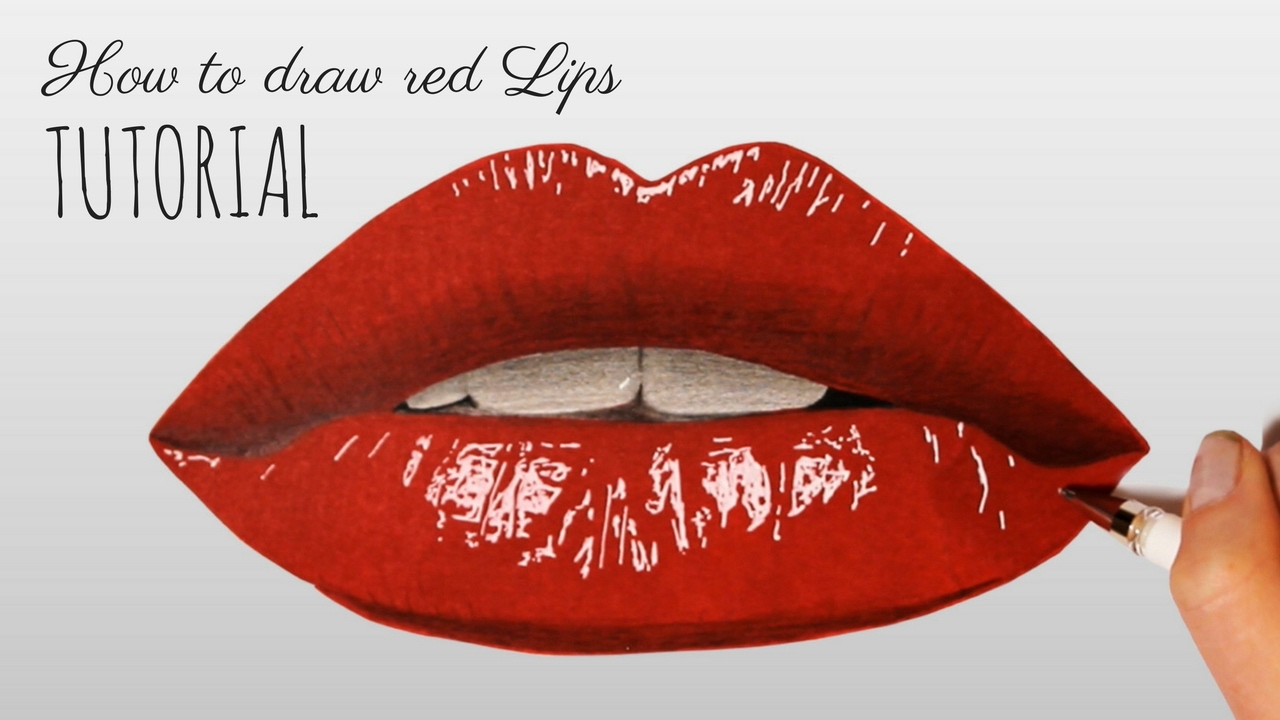1280x720 How To Draw Colour Red Lips Tutorial - Red Lips Drawing