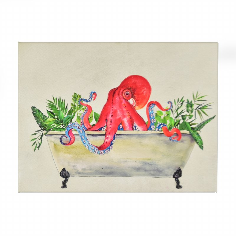 800x800 x bright red octopus in tub canvas in frame - Red Octopus Drawing
