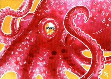 375x269 Octopus Drawing - Red Octopus Drawing