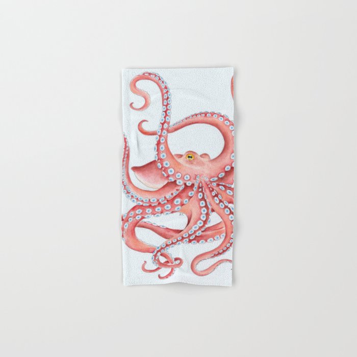 700x700 red octopus dance watercolor ink art hand bath towel - Red Octopus Drawing