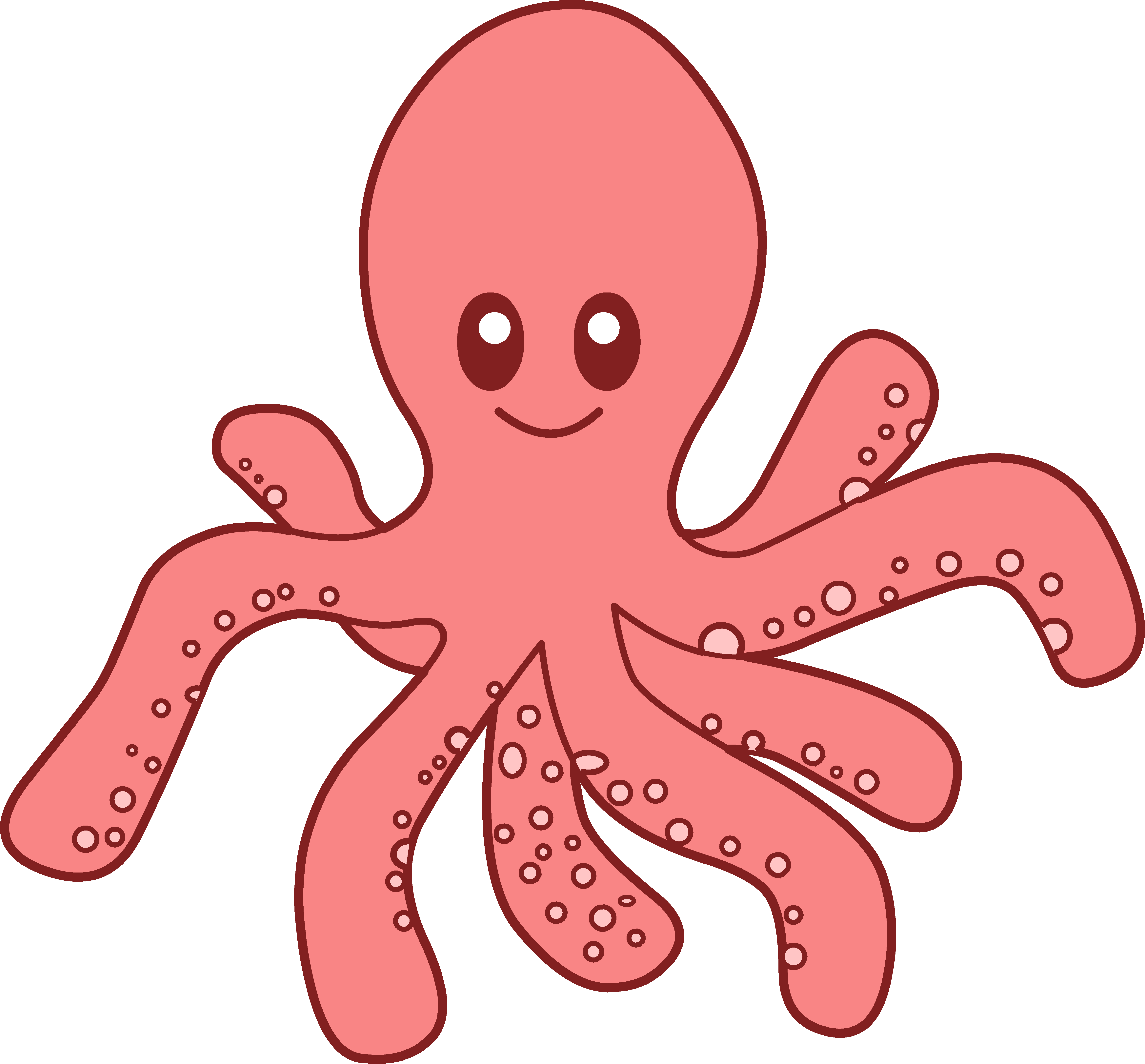 5782x5373 Cute Red Octopus Clipart - Red Octopus Drawing