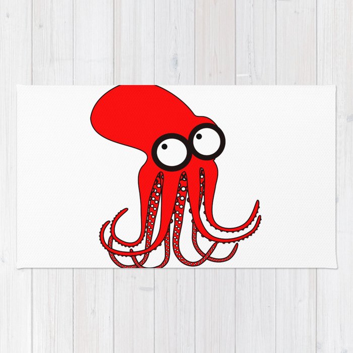 700x700 cute red octopus rug - Red Octopus Drawing