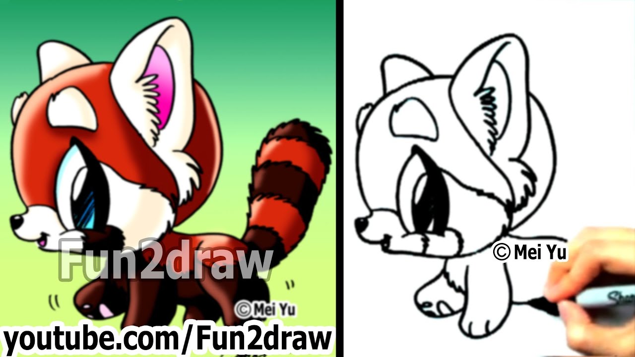 1280x720 How To Draw Cute, Easy Cartoons - Red Panda Drawing