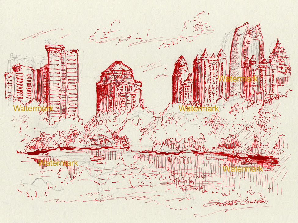 975x731 atlanta red drawings - Red Pen Drawing