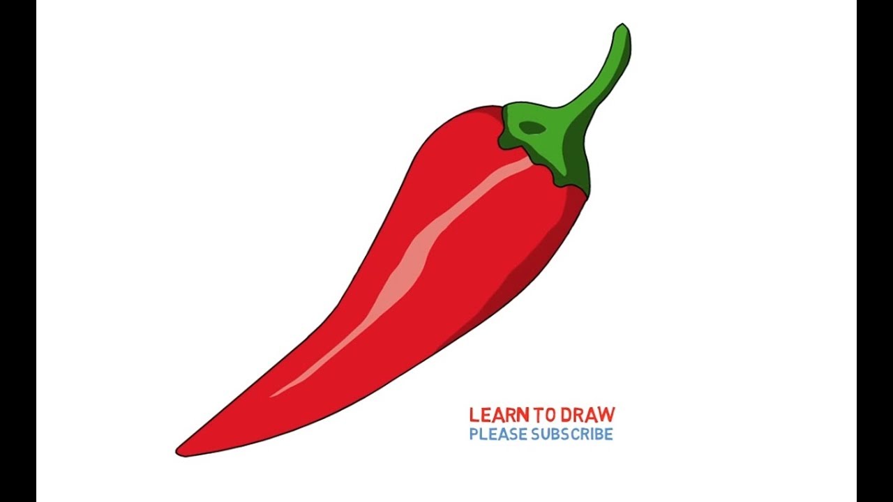 1280x720 how to draw a red pepper step - Red Pepper Drawing