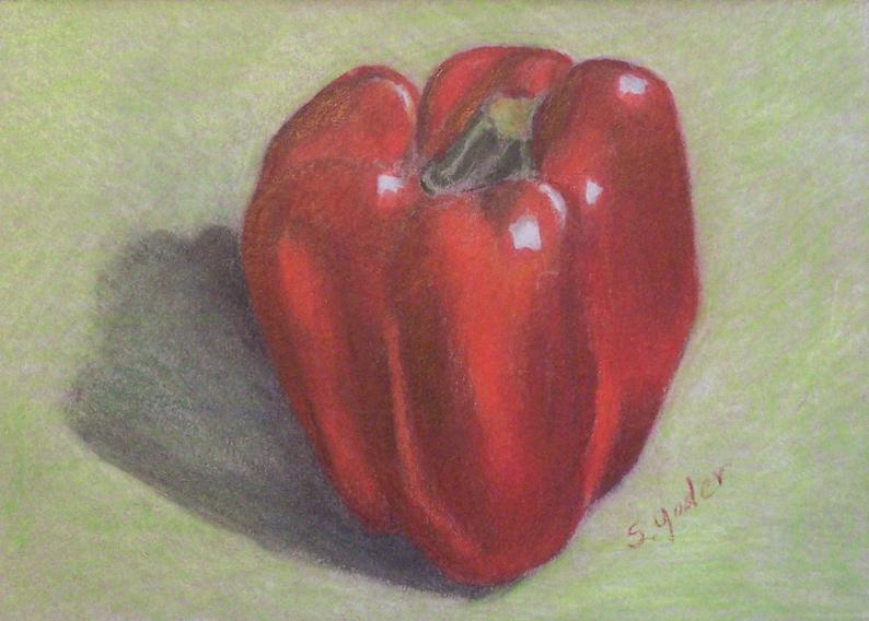 794x568 Original Colored Pencil Drawing X Inch Still Life Etsy - Red Pepper Drawing