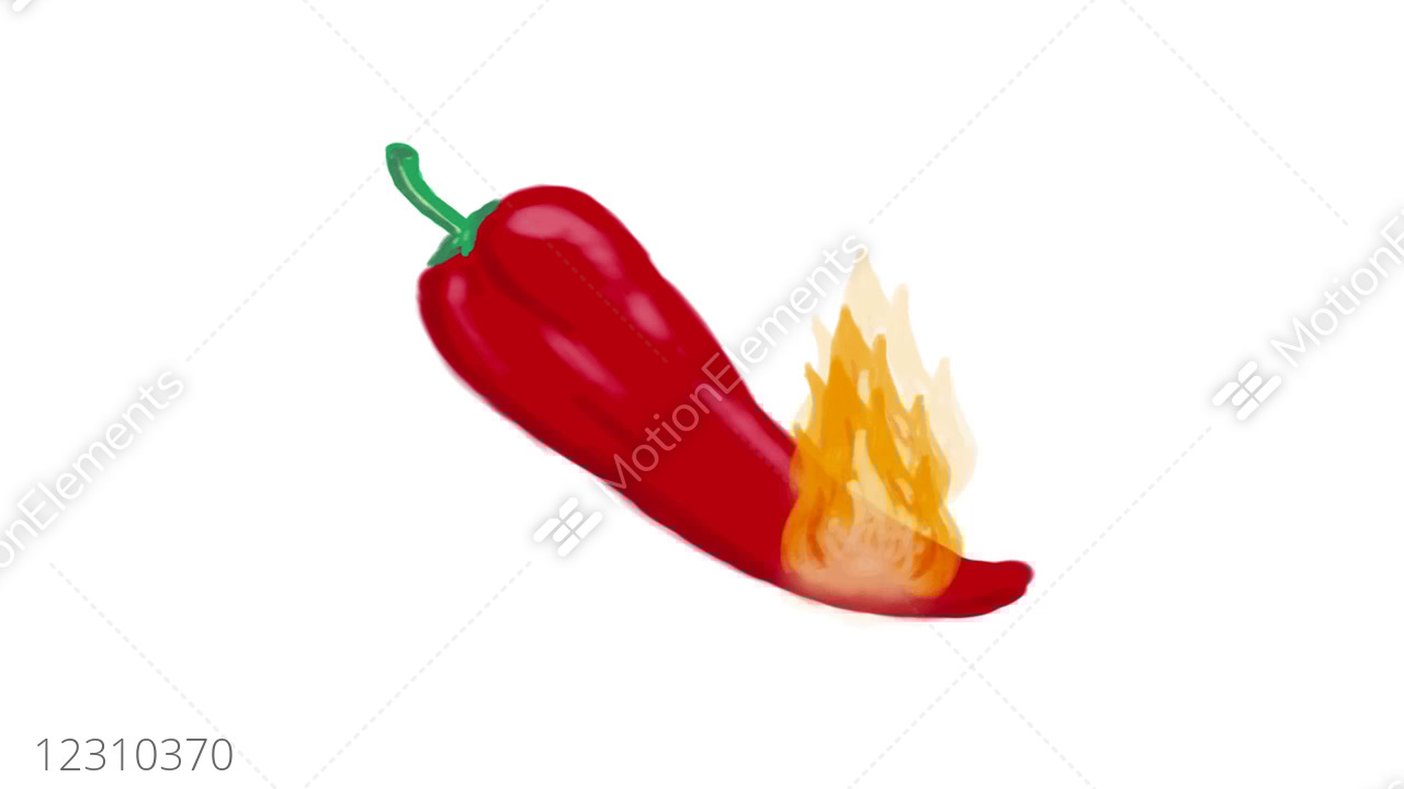 1280x720 red chili pepper on fire running drawing animation stock - Red Pepper Drawing