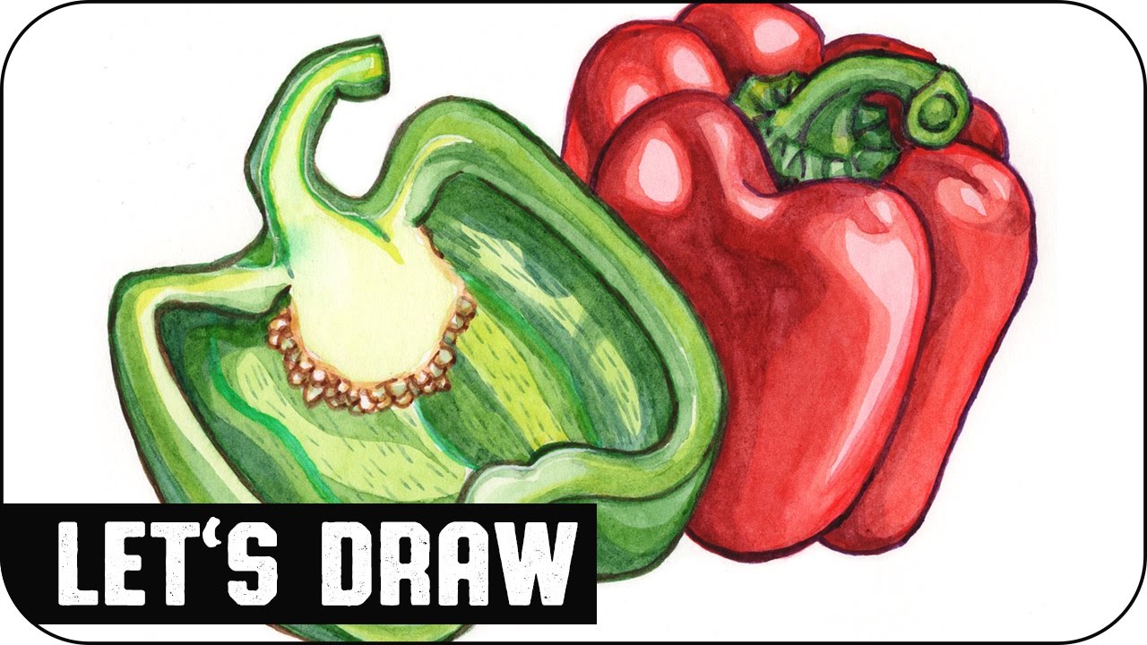 1280x720 let's draw bell pepper - Red Pepper Drawing