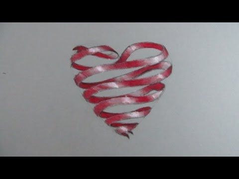 480x360 how to draw a love heart red ribbon - Red Ribbon Drawing