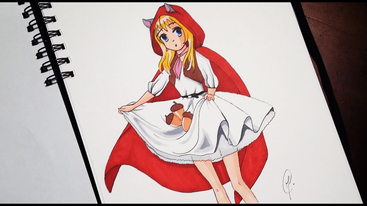 1280x720 Manga Drawing And Coloring - Red Riding Hood Drawing