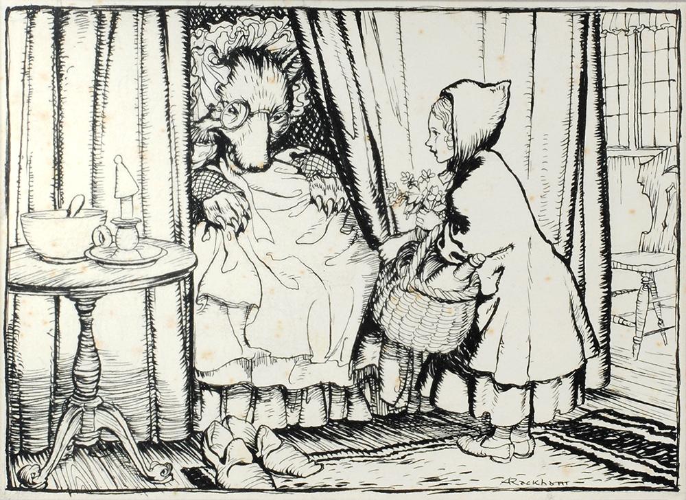 1000x728 original drawing little red riding hood for the arthur rackham - Red Riding Hood Drawing