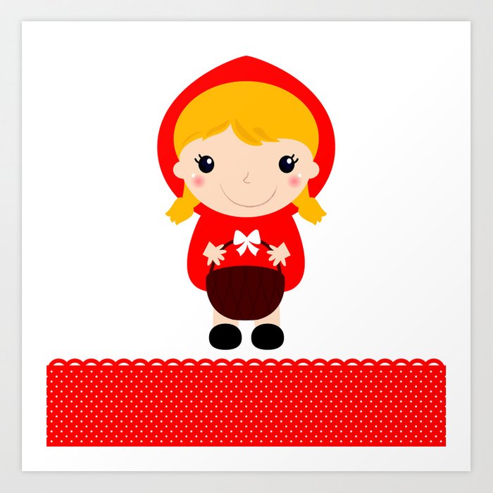 700x700 original hand drawing red riding hood art print - Red Riding Hood Drawing