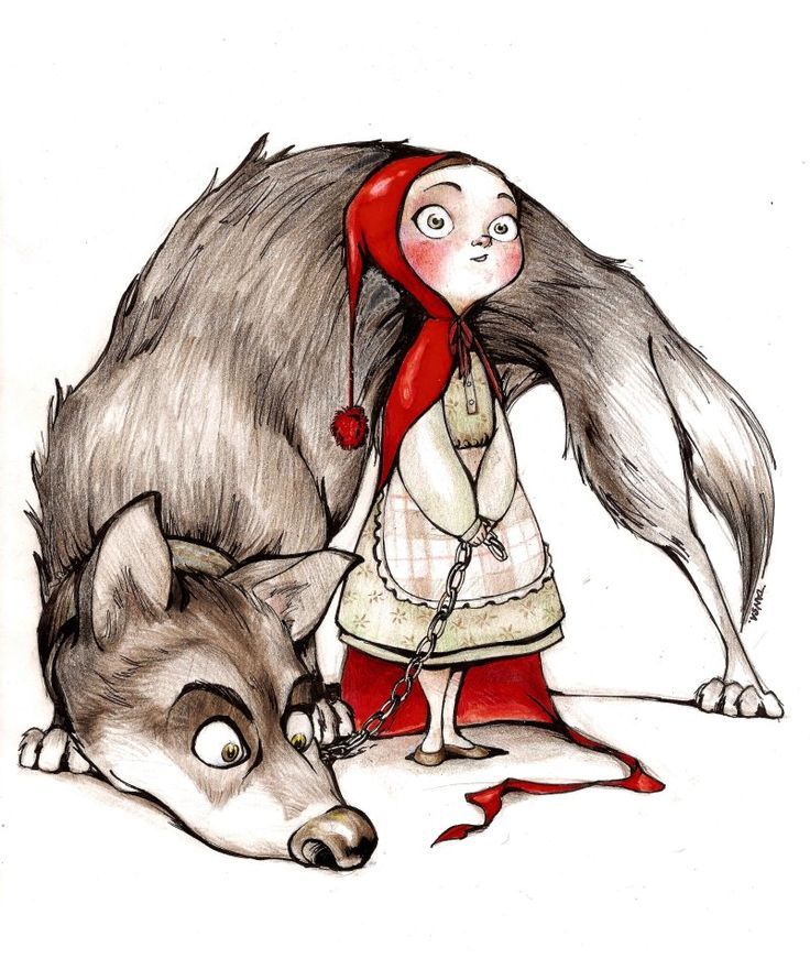 736x880 De Recherche D'images Pour Cute Little Wolf And Red - Red Riding Hood Drawing